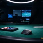 Live dealer blackjack table inside a modern broadcast casino studio