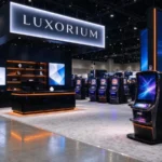 Gaming technology supplier booth at the Global Gaming Expo in Las Vegas