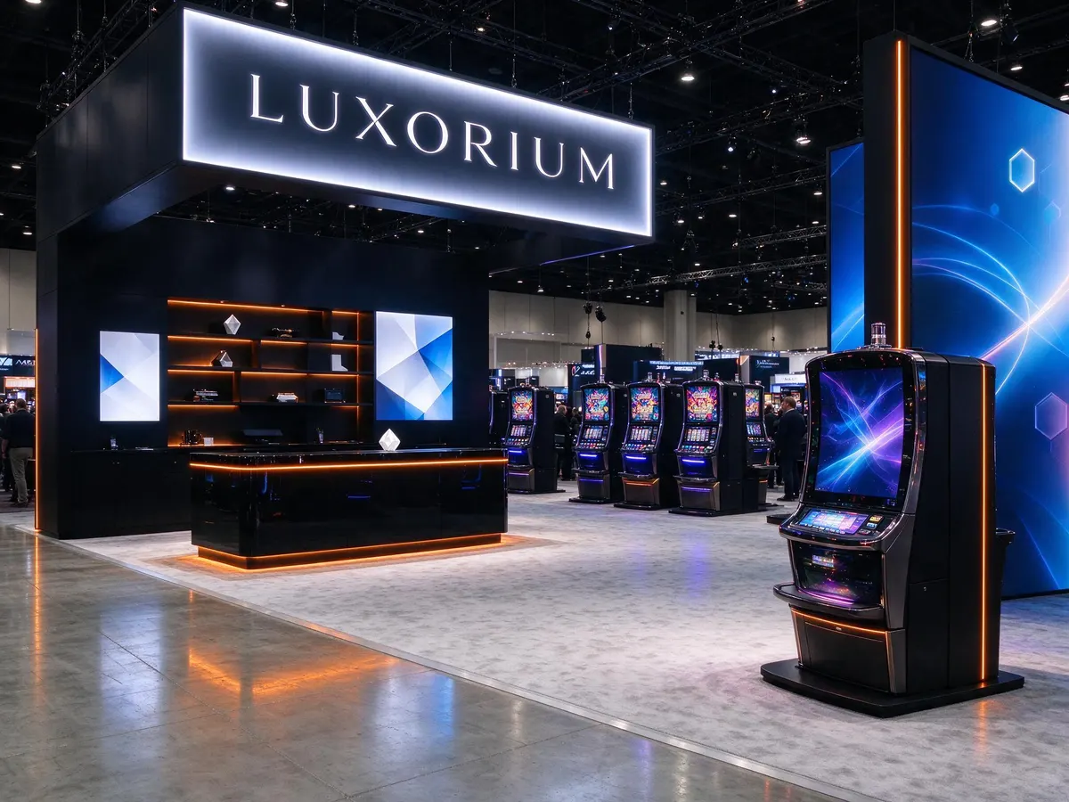 Gaming technology supplier booth at the Global Gaming Expo in Las Vegas